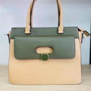 Bolsa nude com detalhe em verde
